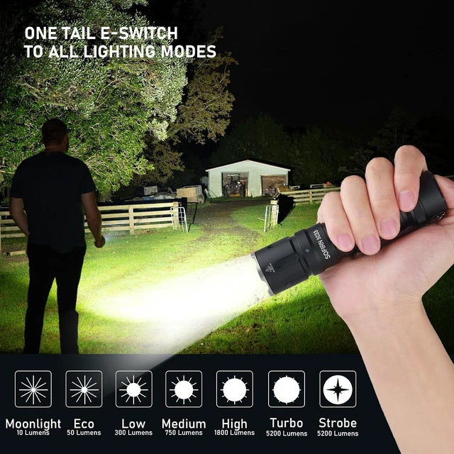Alt view image 10 of 14 - Tactical Flashlight Rechargeable Flashlights High Lumens - Sofirn SC33 Super Bright Flashlight 5200 Lumens, Powerful Flashlight High Powered, Waterproof LED Flashlights for Home Camping Outdoor Work