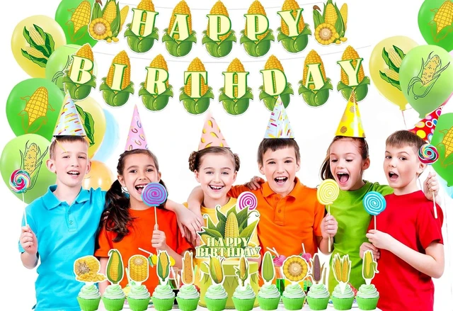 Alt view image 14 of 14 - Corn Party Decorations Vegetable Party Supplies Includes Happy Birthday Banner Cake Topper Cupcake Toppers Balloons for Birthday Baby Shower Wedding Vegetable Party Decorations
