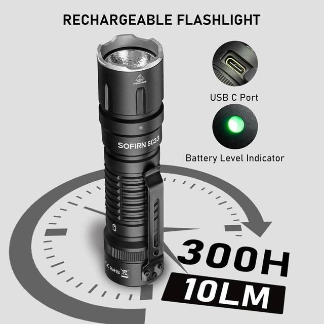 Alt view image 11 of 14 - Tactical Flashlight Rechargeable Flashlights High Lumens - Sofirn SC33 Super Bright Flashlight 5200 Lumens, Powerful Flashlight High Powered, Waterproof LED Flashlights for Home Camping Outdoor Work