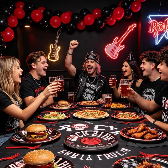 Alt view image 14 of 14 - 96 Pcs Rock and Roll Birthday Party Decorations Guitar Music Rock Plates and Napkins Tableware Favors for Men Boys Musical Rock N Roll Birthday Party Baby Shower Party Supplies, Serves 24