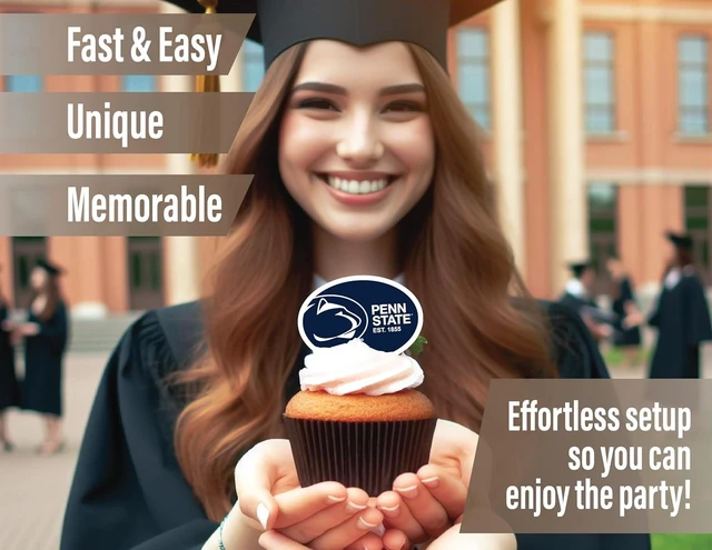 Alt view image 8 of 12 - Penn State University Cupcake Topper Party Supplies for Football, Birthday, Graduation Party Decorations (24 Pieces) (Penn State Nittany Lions)