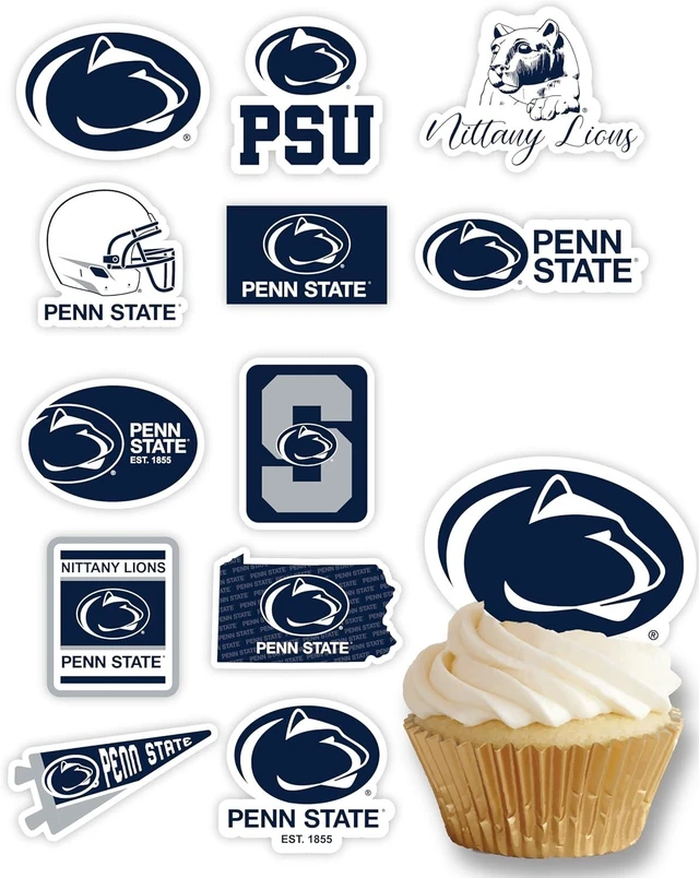 Alt view image 7 of 12 - Penn State University Cupcake Topper Party Supplies for Football, Birthday, Graduation Party Decorations (24 Pieces) (Penn State Nittany Lions)