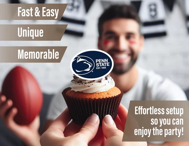 Alt view image 9 of 12 - Penn State University Cupcake Topper Party Supplies for Football, Birthday, Graduation Party Decorations (24 Pieces) (Penn State Nittany Lions)