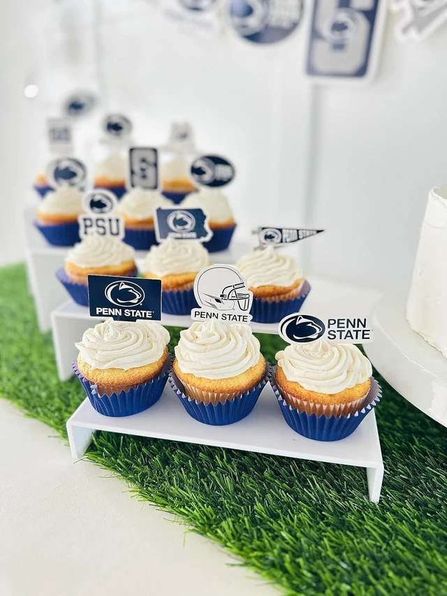 Alt view image 10 of 12 - Penn State University Cupcake Topper Party Supplies for Football, Birthday, Graduation Party Decorations (24 Pieces) (Penn State Nittany Lions)