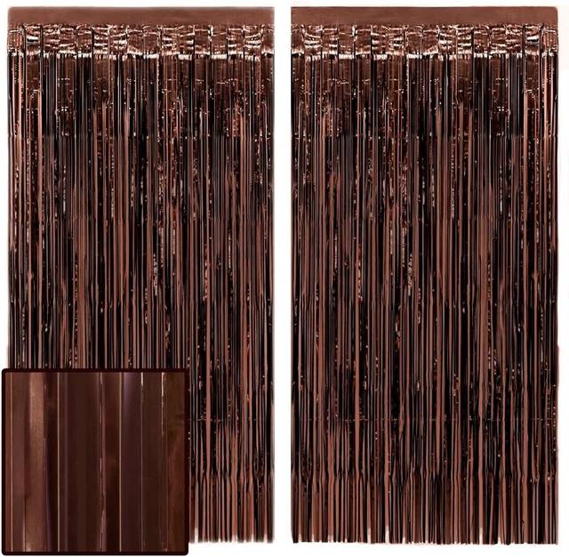 Alt view image 8 of 14 - xo, Fetti Brown Party Curtain - Set of 2 | Espresso Martini Fringe, Bachelorette Decorations, Cute Birthday Photo Booth, Party Backdrop, Bday Supplies