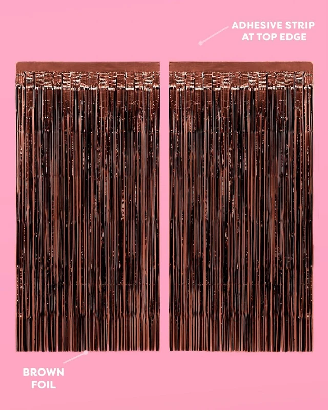 Alt view image 10 of 14 - xo, Fetti Brown Party Curtain - Set of 2 | Espresso Martini Fringe, Bachelorette Decorations, Cute Birthday Photo Booth, Party Backdrop, Bday Supplies