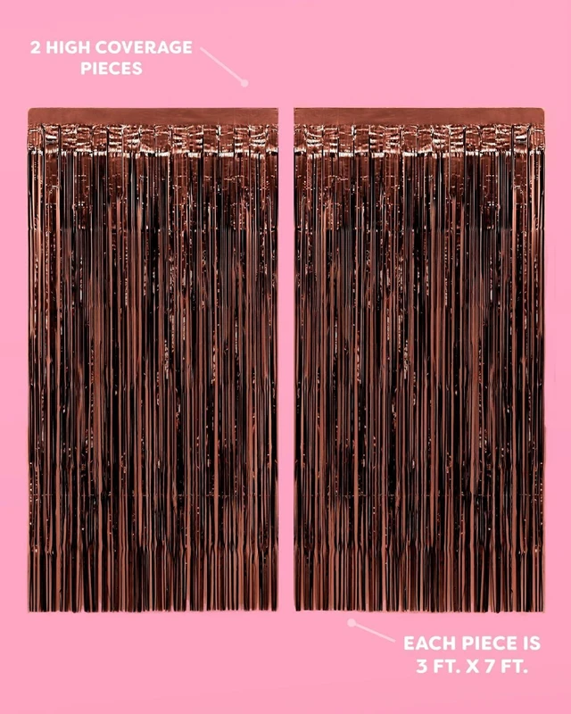 Alt view image 12 of 14 - xo, Fetti Brown Party Curtain - Set of 2 | Espresso Martini Fringe, Bachelorette Decorations, Cute Birthday Photo Booth, Party Backdrop, Bday Supplies