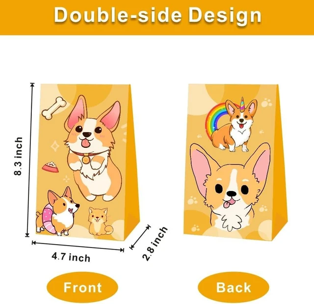 Alt view image 8 of 12 - ARHAVI 12Pcs Corgi Party Favor Gift Bags for Corgi Birthday Party Decorations Supplies