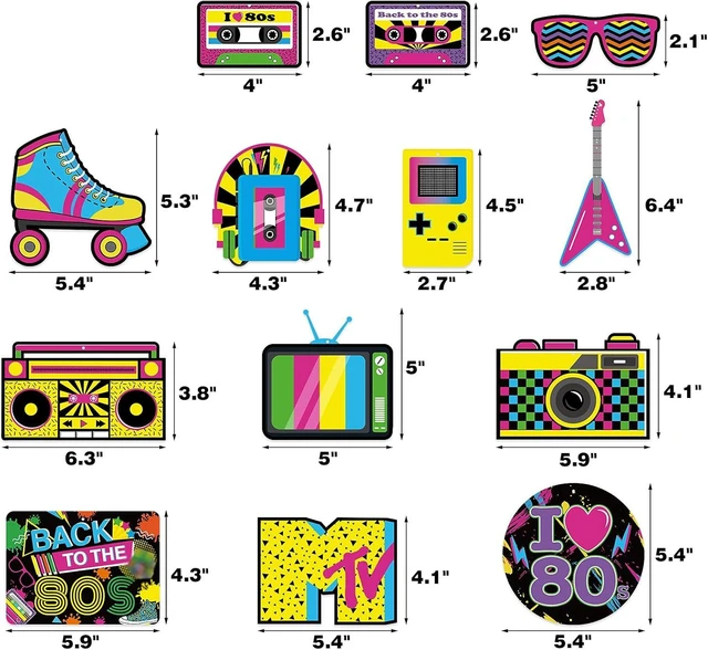 Alt view image 11 of 14 - Bessmoso 28PCS 80s Party Decorations Retro Hanging Swirls & Ceiling Streamers for 1980s Throwback Birthday, Neon Back to The 80s Party Supplies