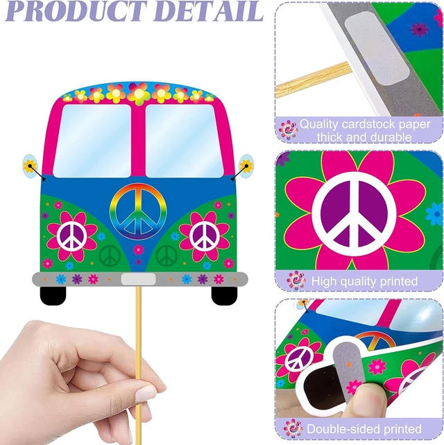 Alt view image 11 of 14 - 26pcs Tie Dye Party Centerpieces Sticks Tie Dye Table Toppers Decorations for Retro Hippie Theme Birthday Party Baby Shower Supplies