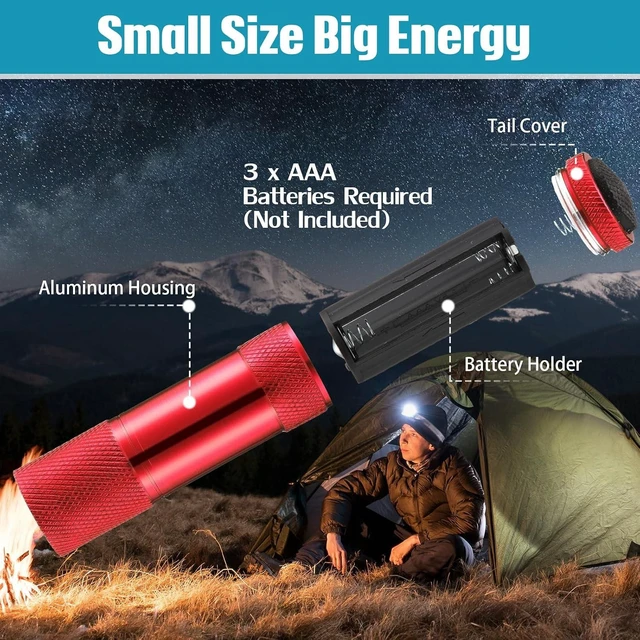 Alt view image 10 of 14 - VIHOSE 12 Pcs Mini Flashlights Bulk, Bright Aluminum Handheld Flash Lights with Lanyard, Small LED Flashlights for Night Reading Emergency Hurricane Camping Hiking Party Favors(Bright Colors)