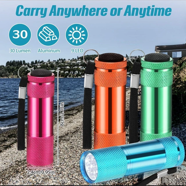 Alt view image 9 of 14 - VIHOSE 12 Pcs Mini Flashlights Bulk, Bright Aluminum Handheld Flash Lights with Lanyard, Small LED Flashlights for Night Reading Emergency Hurricane Camping Hiking Party Favors(Bright Colors)