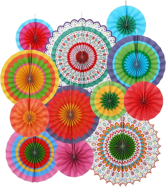 Alt view image 8 of 14 - Fiesta Party Supplies Kit: Mexican Party Decorations with Fiesta Paper Fans - for Birthdays, Taco Nights, Cinco de Mayo & Fiesta Party Decorations