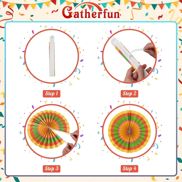 Alt view image 10 of 14 - Fiesta Party Supplies Kit: Mexican Party Decorations with Fiesta Paper Fans - for Birthdays, Taco Nights, Cinco de Mayo & Fiesta Party Decorations