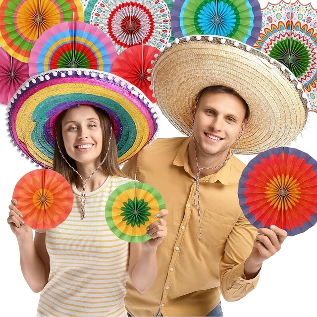 Alt view image 11 of 14 - Fiesta Party Supplies Kit: Mexican Party Decorations with Fiesta Paper Fans - for Birthdays, Taco Nights, Cinco de Mayo & Fiesta Party Decorations
