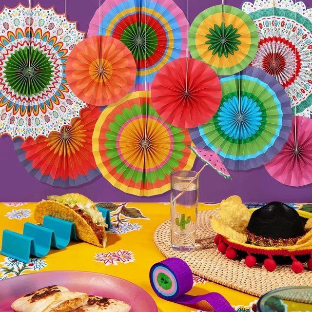 Alt view image 12 of 14 - Fiesta Party Supplies Kit: Mexican Party Decorations with Fiesta Paper Fans - for Birthdays, Taco Nights, Cinco de Mayo & Fiesta Party Decorations