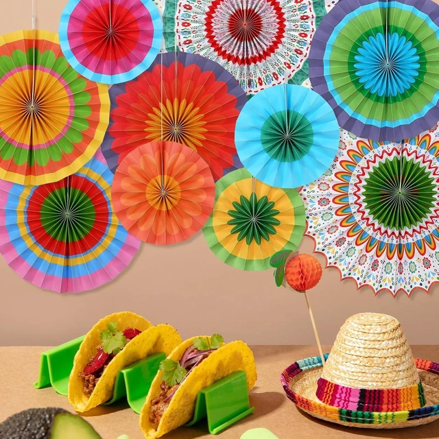 Alt view image 13 of 14 - Fiesta Party Supplies Kit: Mexican Party Decorations with Fiesta Paper Fans - for Birthdays, Taco Nights, Cinco de Mayo & Fiesta Party Decorations