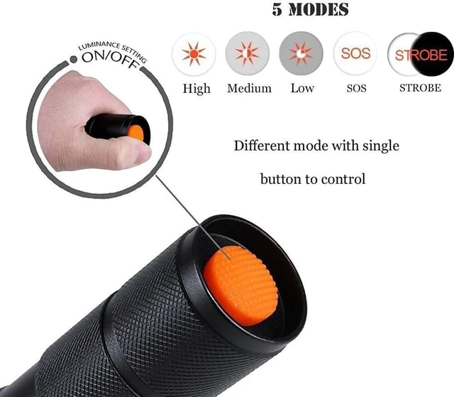Alt view image 7 of 10 - 3-Color-Light Flashlight Tactical Flashlight with Red Green Filter Zoom 2000 lumens 5 Modes Waterproof Flashlight