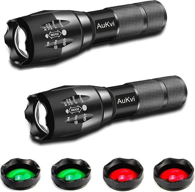 Alt view image 6 of 10 - 3-Color-Light Flashlight Tactical Flashlight with Red Green Filter Zoom 2000 lumens 5 Modes Waterproof Flashlight