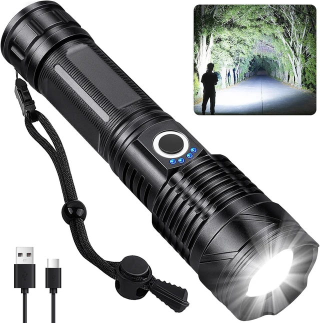 Alt view image 8 of 14 - BERCOL Flashlights High Lumens Rechargeable, 990,000 Lumens Super Bright Led Flashlight with 5 Modes, IPX6 Waterproof Powerful Flash Light Multifunctional Flashlights for Home Emergecies Camping