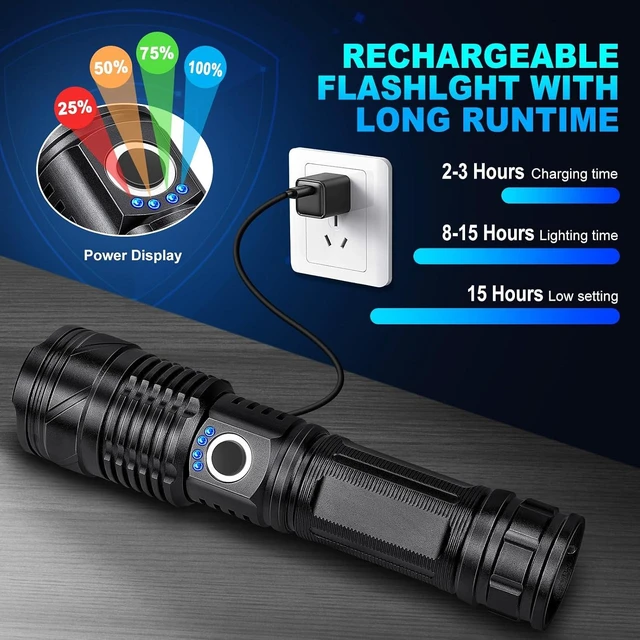 Alt view image 10 of 14 - BERCOL Flashlights High Lumens Rechargeable, 990,000 Lumens Super Bright Led Flashlight with 5 Modes, IPX6 Waterproof Powerful Flash Light Multifunctional Flashlights for Home Emergecies Camping