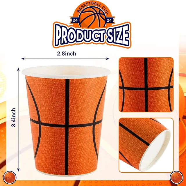 Alt view image 9 of 14 - Cunhill 36 Pcs 9 oz Basketball Party Paper Cups Party Supplies Disposable Paper Drinking Cups for Birthday Decorations Sport Picnics