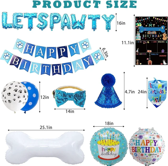Alt view image 10 of 14 - Dog Birthday Party Supplies Dog Birthday Party Decorations Boy with Dogs Party Hat Lets Pawty Balloons Banner Dogs Bandana Bowtie Cake Topper for Lets Pawty Birthday Decoration