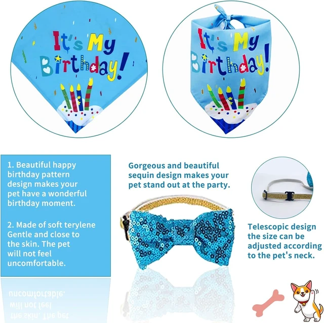 Alt view image 12 of 14 - Dog Birthday Party Supplies Dog Birthday Party Decorations Boy with Dogs Party Hat Lets Pawty Balloons Banner Dogs Bandana Bowtie Cake Topper for Lets Pawty Birthday Decoration