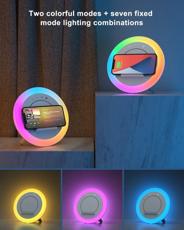 Alt view image 12 of 14 - SIDVAR Bluetooth Speaker Night Lightsr,Wireless Charging Modern Speaker,Best Teenage Birthday Gift Ideas Tween Girls Gifts10W Wireless Charging