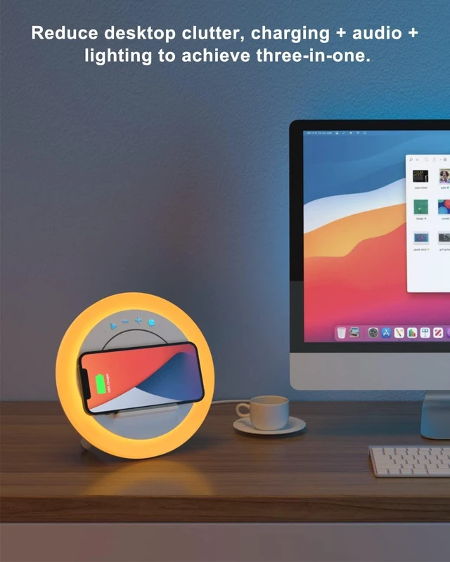 Alt view image 14 of 14 - SIDVAR Bluetooth Speaker Night Lightsr,Wireless Charging Modern Speaker,Best Teenage Birthday Gift Ideas Tween Girls Gifts10W Wireless Charging