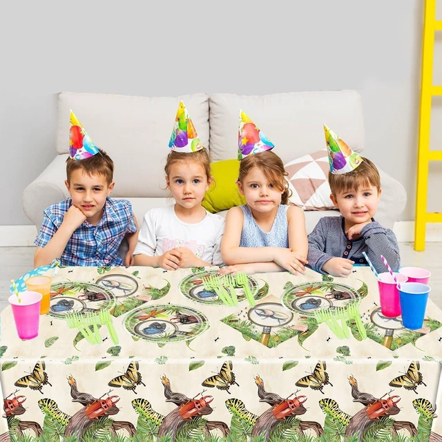 Alt view image 13 of 14 - OULUN Bug Party Decorations Tableware, 20 Plates and 20 Napkins and Tablecloth86 '' x 51'' Birthday Party Decorations