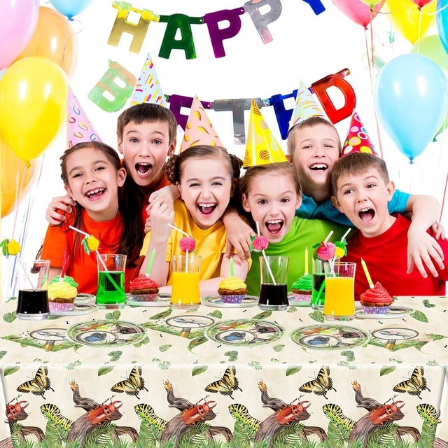 Alt view image 14 of 14 - OULUN Bug Party Decorations Tableware, 20 Plates and 20 Napkins and Tablecloth86 '' x 51'' Birthday Party Decorations
