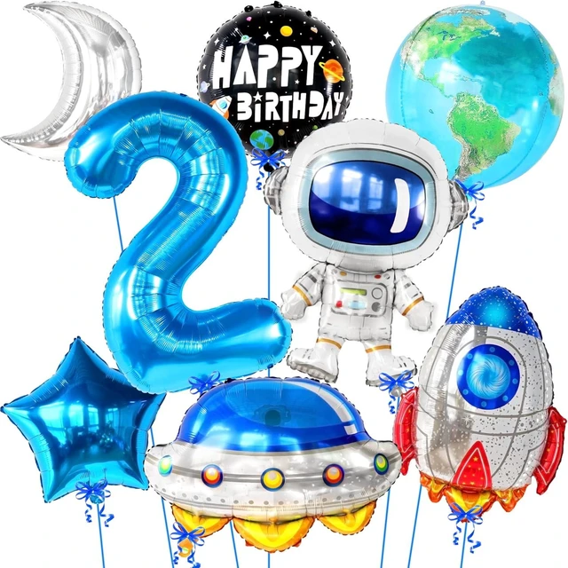 Alt view image 7 of 12 - KatchOn Big Two The Moon Balloons - Pack of 8 | Space Birthday Decorations for Boys | 2nd Birthday Party Supplies