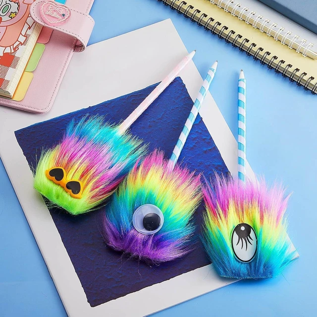 Alt view image 9 of 14 - Outus 32 Pieces Rainbow Fluffy Monster Pens Cute Fun Pen for Monster Party Favors School Office Birthday Carnival Party Favor Supply