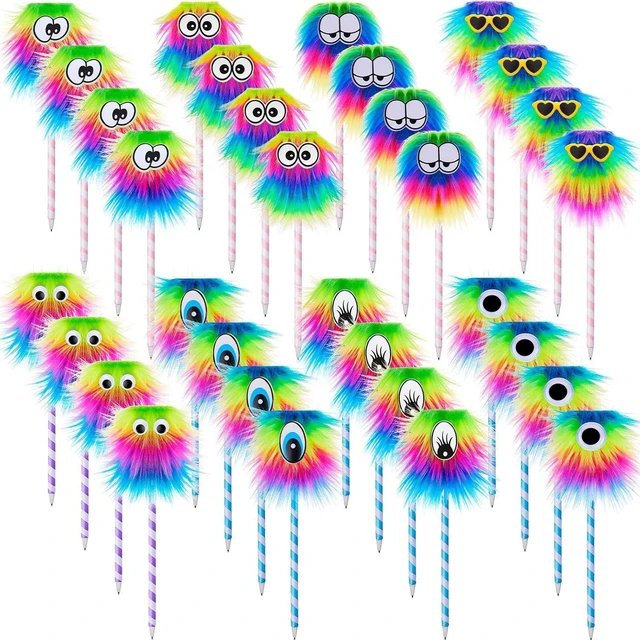 Alt view image 8 of 14 - Outus 32 Pieces Rainbow Fluffy Monster Pens Cute Fun Pen for Monster Party Favors School Office Birthday Carnival Party Favor Supply