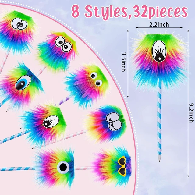 Alt view image 10 of 14 - Outus 32 Pieces Rainbow Fluffy Monster Pens Cute Fun Pen for Monster Party Favors School Office Birthday Carnival Party Favor Supply