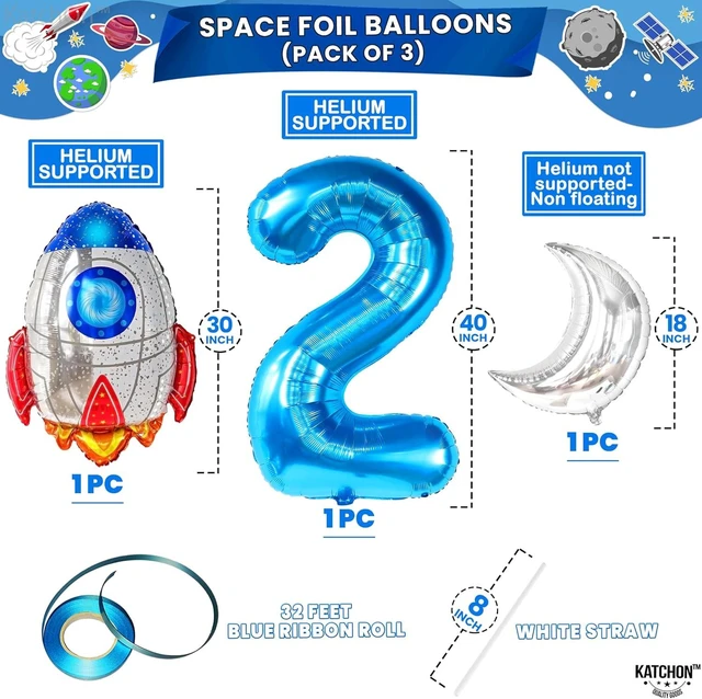 Alt view image 11 of 12 - KatchOn Big Two The Moon Balloons - Pack of 8 | Space Birthday Decorations for Boys | 2nd Birthday Party Supplies