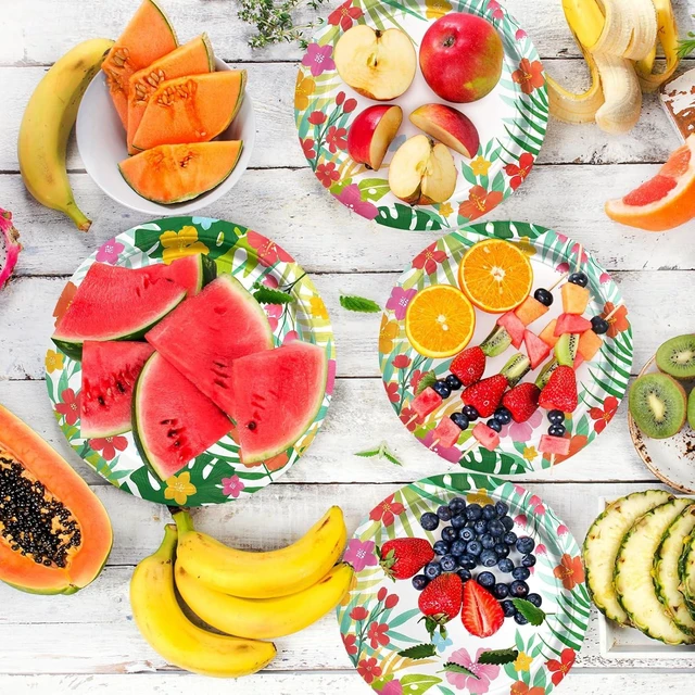 Alt view image 11 of 12 - Gatherfun Tropical Luau Party Supplies Kit for 20 - Aloha Hawaiian Party Decorations with Disposable Paper Plates and Napkins | BBQs & Summer party
