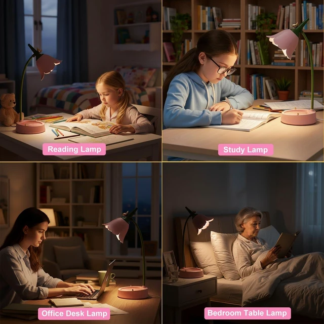 Alt view image 10 of 14 - magical JD LED Desk Lamp Cordless Table Light Adjustable Gooseneck Dimmable Touch Rechargeable Battery Eye-Caring Night Light for Kids,Mini Cute Lamp for College Dorm Bedroom Reading