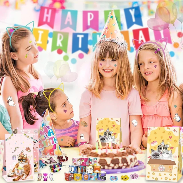 Alt view image 14 of 14 - 158Pcs Cat Party Favors Set with Cat Headband Keychains Tattoo Stickers Erasers Slap Bracelets Hairpin Goodie Bags Cat Party Supplies Cat Birthday Decorations Girl Party Favors