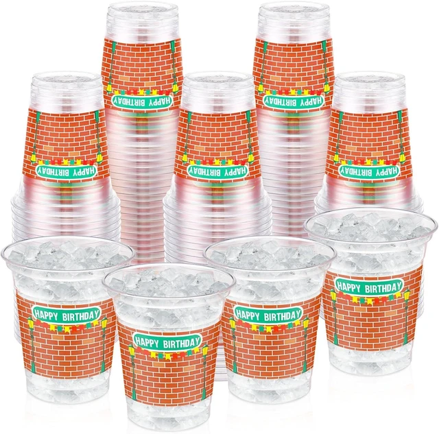 Alt view image 7 of 12 - CHENGU 50 Pcs Cartoon Happy Birthday Party Supplies for Street Red Brick Disposable Cup for Street Theme Birthday Party Baby Shower Favors