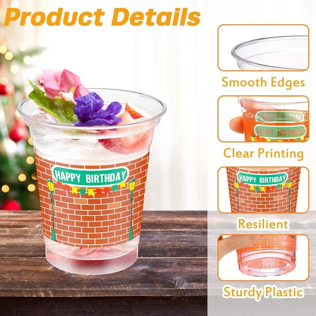Alt view image 10 of 12 - CHENGU 50 Pcs Cartoon Happy Birthday Party Supplies for Street Red Brick Disposable Cup for Street Theme Birthday Party Baby Shower Favors