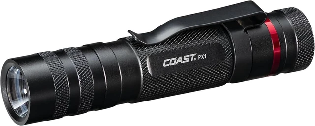 Alt view image 8 of 14 - Coast PX1 565 Lumen Pure Beam Focusing LED Flashlight with Twist Focus and Adjustable Pocket Clip