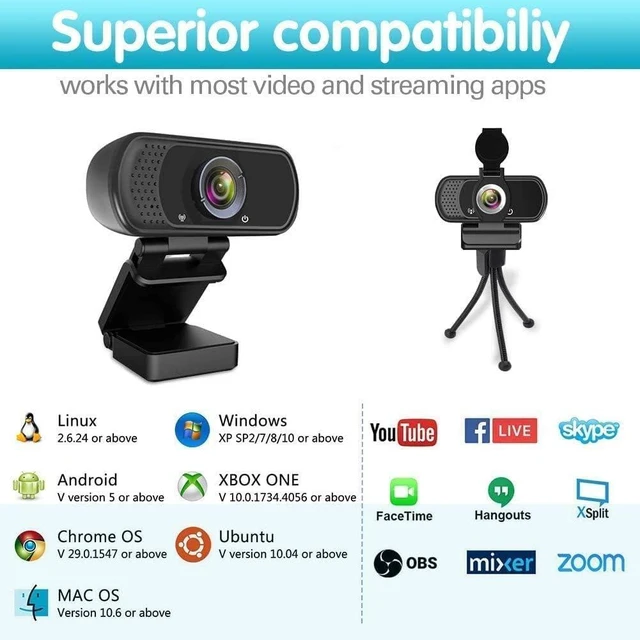 Alt view image 9 of 14 - ZIQIAN 1080p Webcam with Microphone,USB Web HD Camera for PC & Laptop | PC Webcam with Cover&Tripod,110°FOV Wide Angle,Plug&Play Streaming Computer Camera for Laptop Mac Zoom,Teams,Twitch Gaming