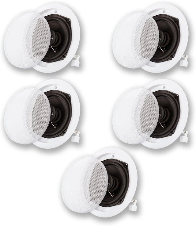 Alt view image 5 of 8 - Acoustic Audio by Goldwood R191 in Ceiling/in Wall 5 Speaker Set 2 Way Home Theater 1000 Watt New R191-5S