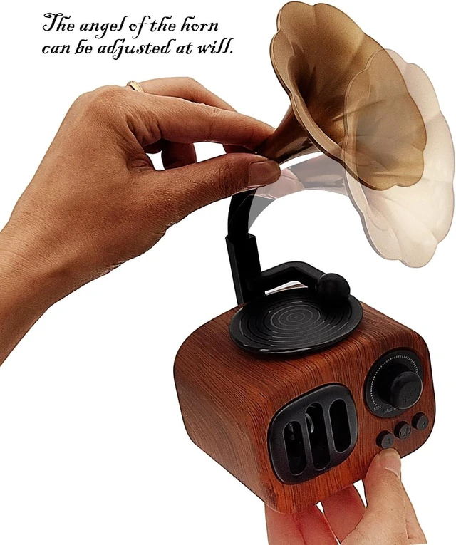 Alt view image 11 of 12 - Tipmant Mini Classic Wireless Bluetooth Speaker Stereo Audio Retro Vintage Record Player Model Home Room Decor