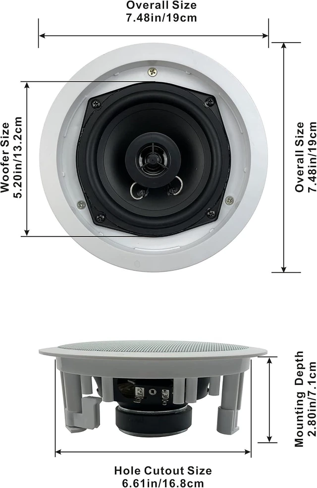 Alt view image 6 of 8 - Acoustic Audio by Goldwood R191 in Ceiling/in Wall 5 Speaker Set 2 Way Home Theater 1000 Watt New R191-5S