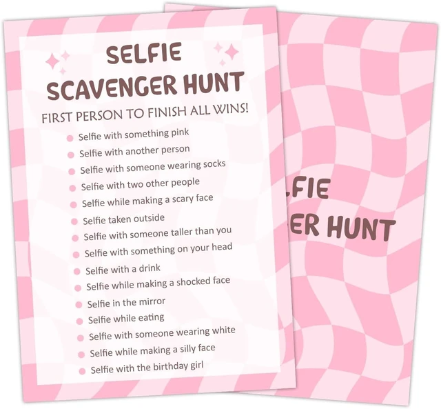 Alt view image 6 of 10 - Birthday Party Games Card - Selfie Scavenger Hunt, Bday Party Games for Teen Girl Adult, Set of 20 pcs Game Cards, Birthday Party Favor Activity Sleepover Party Decor Supplies - FS270