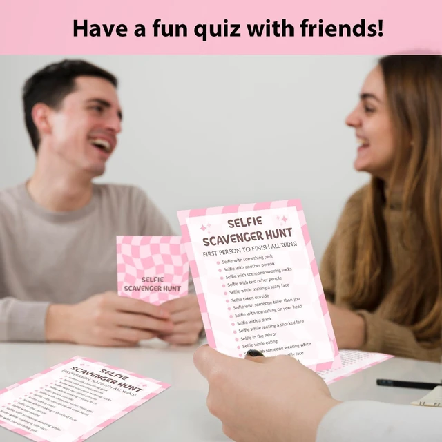 Alt view image 10 of 10 - Birthday Party Games Card - Selfie Scavenger Hunt, Bday Party Games for Teen Girl Adult, Set of 20 pcs Game Cards, Birthday Party Favor Activity Sleepover Party Decor Supplies - FS270