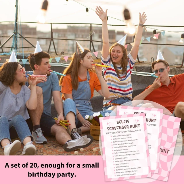 Alt view image 9 of 10 - Birthday Party Games Card - Selfie Scavenger Hunt, Bday Party Games for Teen Girl Adult, Set of 20 pcs Game Cards, Birthday Party Favor Activity Sleepover Party Decor Supplies - FS270